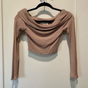 Audrey 3 + 1 Long Sleeve Crop Top Blouse
